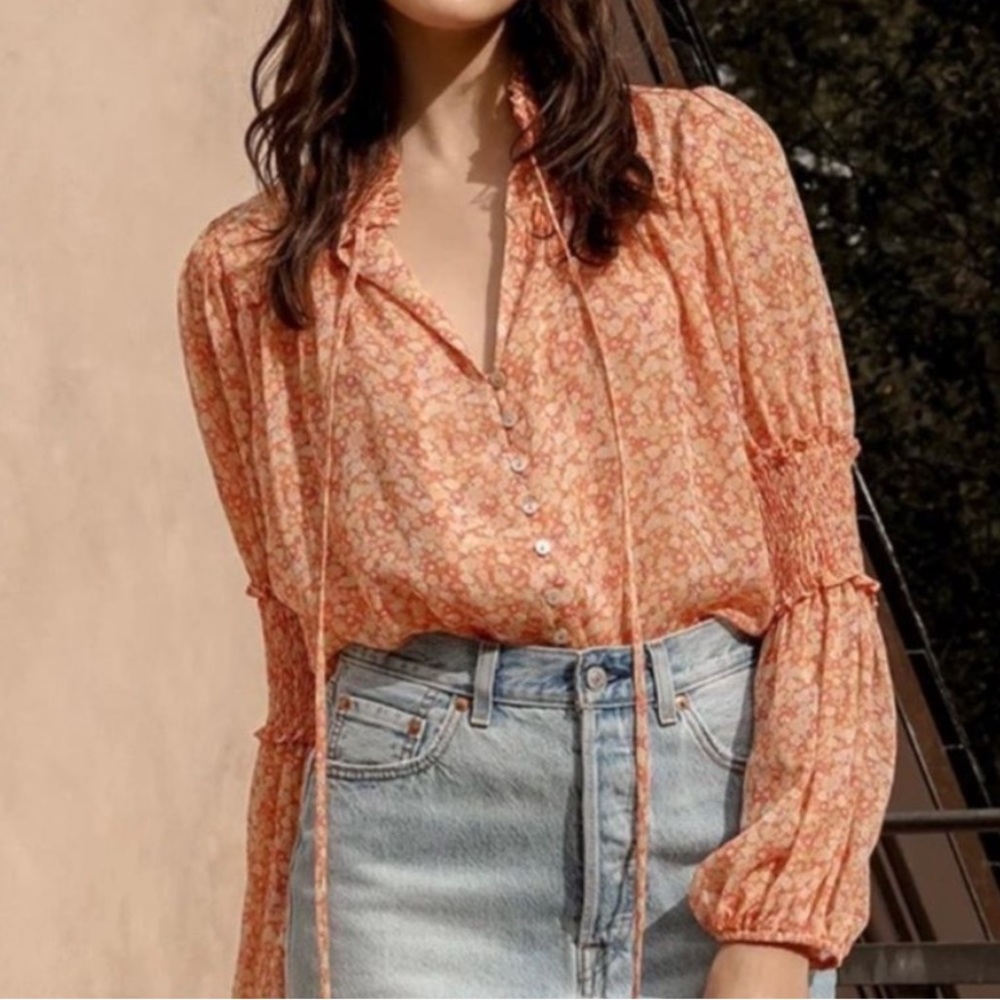 NWT Lulus Floral Long Sleeve Sheer Bodysuit, Size Small